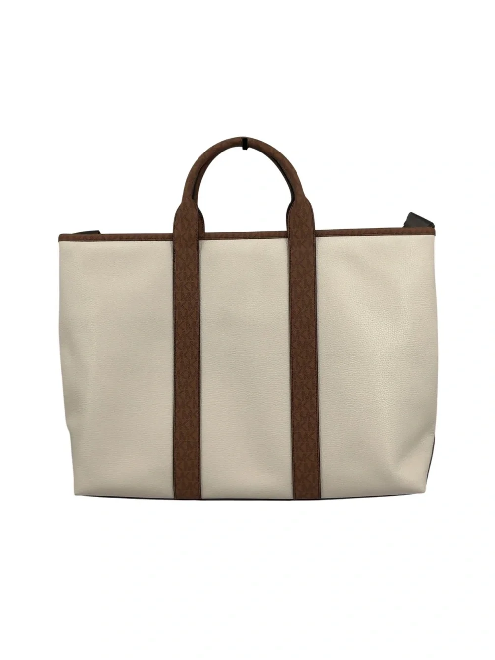 MK Leather Two-Tone Brown and Cream Men's Duffel Bag